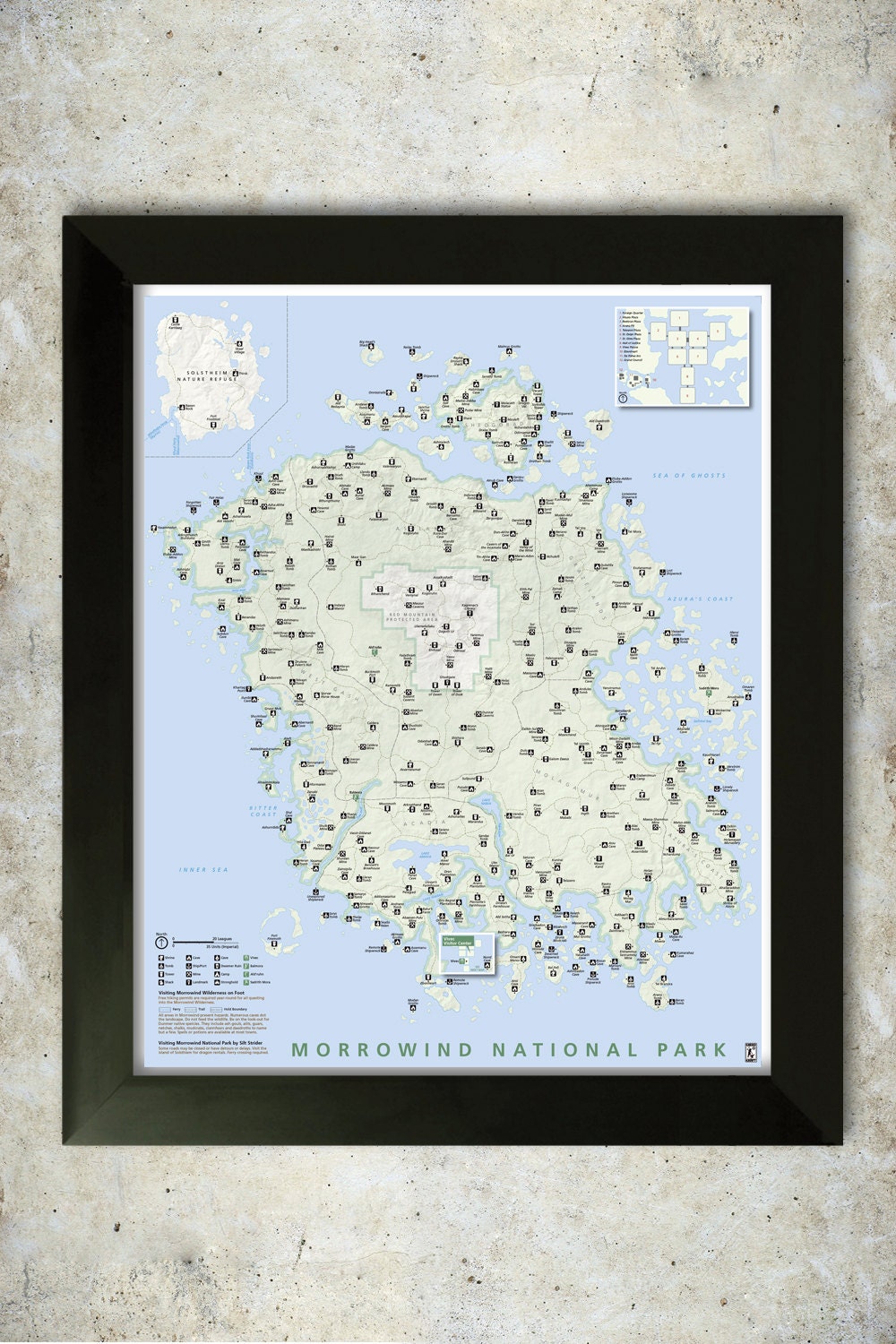 Morrowind Map National Park Style 16x20 Poster Etsy