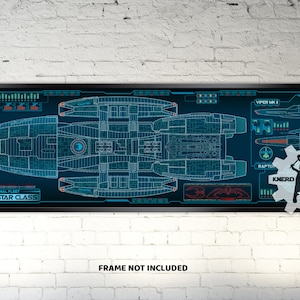 Battlestar Galactica - Battlestar Class Starship - Sci Fi Print (36x11.75)