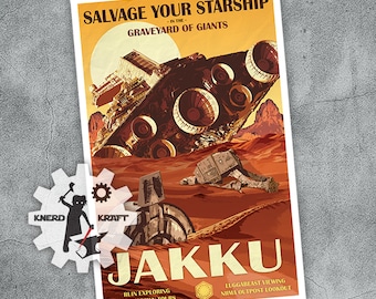 Star Wars - Jakku Travel Poster - Salvage your Starship - 11x17