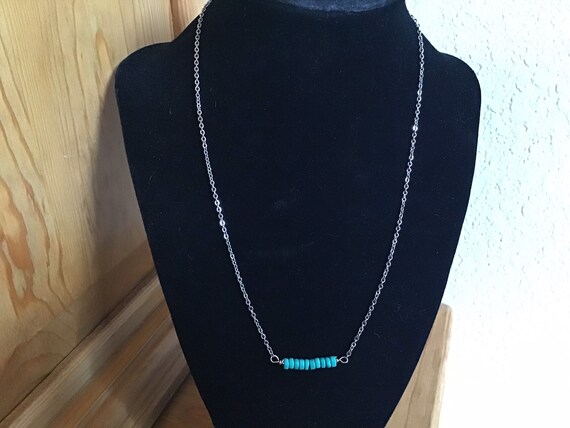 DAINTY Chinese Turquoise Bar Necklace 