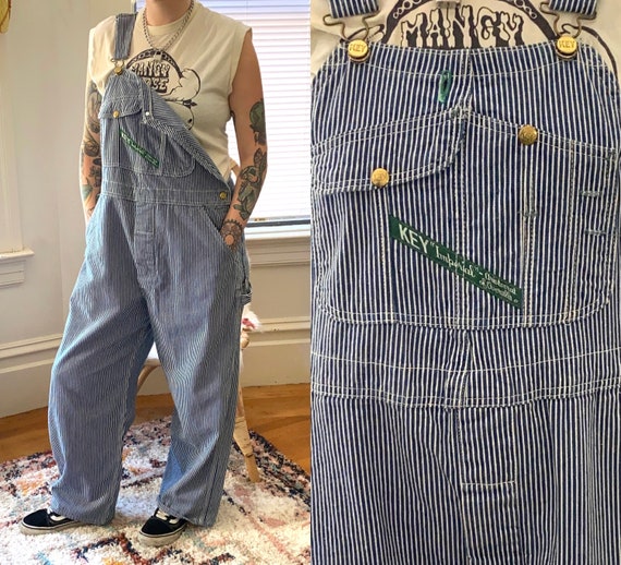 Vintage 1960s OVERALLS Key Imperial Hickory Stripe