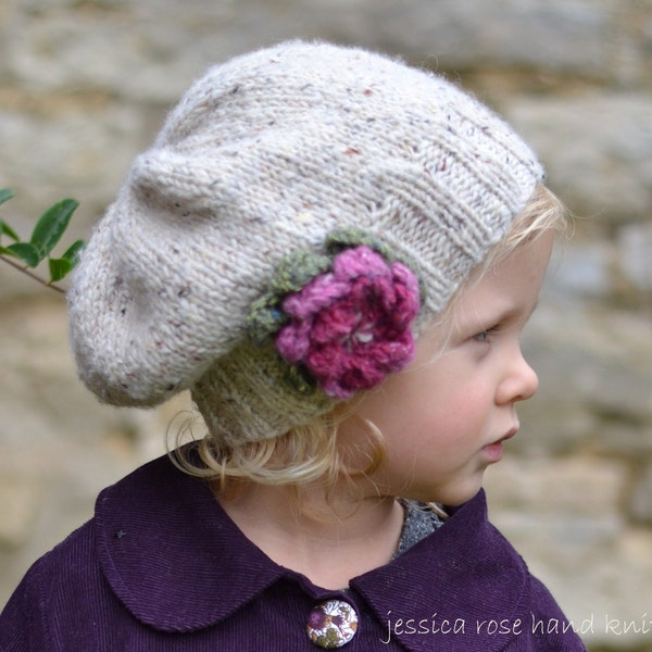 KNITTING PATTERNS girls hats  'little petal' slouchy hat - baby to adult sizes