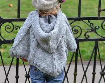 BABY KNITTING PATTERNS - baby poncho - cabled poncho - pdf instant download