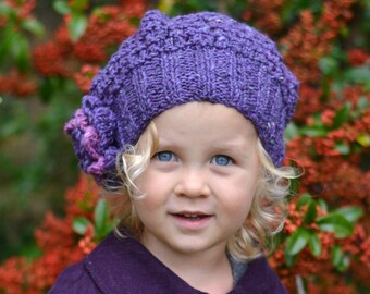 womens KNITTING PATTERNS girls hats  'damson tweed' - baby to adult sizes