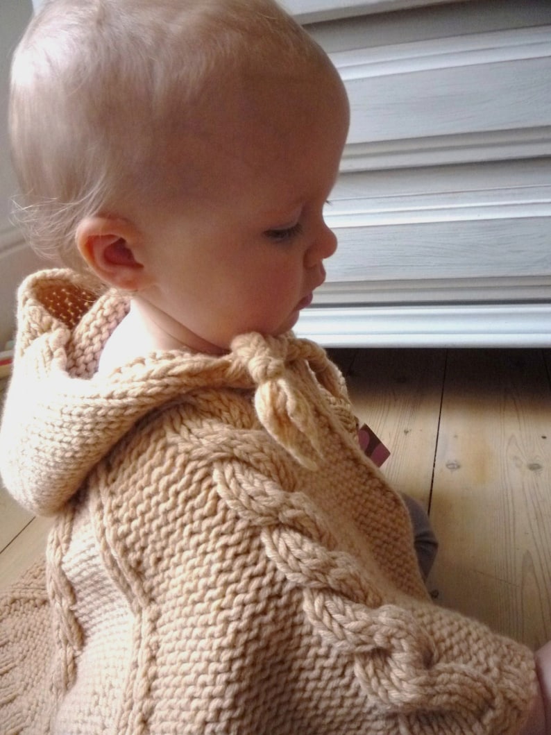 BABY KNITTING PATTERNS baby poncho cabled poncho pdf Etsy