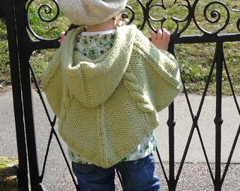 PONCHO KNITTING PATTERNS - newborn to 3 years - cabled poncho - pdf instant download