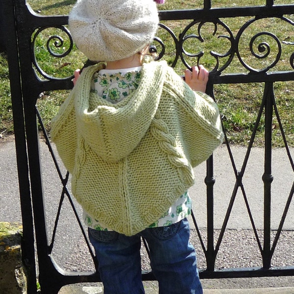 BABY KNITTING PATTERNS - poncho - cabled poncho - pdf instant download