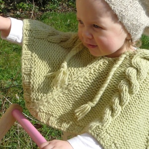 poncho KNITTING PATTERNS for babies - baby poncho - cabled poncho - pdf instant download