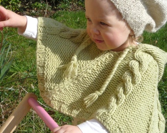 poncho KNITTING PATTERNS for babies - baby poncho - cabled poncho - pdf instant download