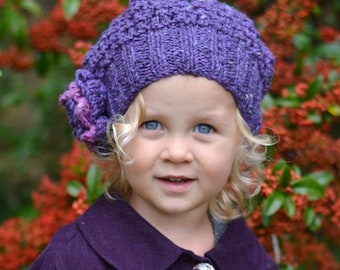 KNITTING PATTERNS slouchy hats  'Damson Tweed' - baby to adult sizes