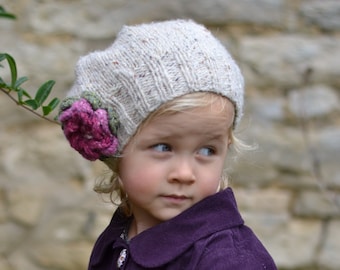 NEW In the round instructions added! KNITTING PATTERNS girls hats  'Little Petal' slouchy hat