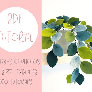 PDF + video tutorial: Evergreen Trailing Houseplant - felt flower/foliage pattern with templates and video tutorial