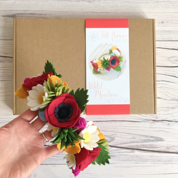 Felt flower craft kit: DIY Felt Flowers - Wild Meadow Flower Crown