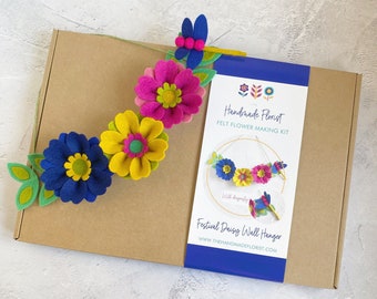 Felt flower craft kit + video tutorial bundle: DIY Felt Flowers - Duo of hanging felt decoration kits from The Dragonfly Collection