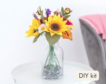 Felt flower craft kit: DIY Felt Flowers - Sunshine Bee Bouquet (NEW - 2020 version)