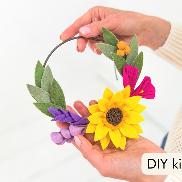 Felt flower craft kit: DIY Felt Flowers - Sunshine Mini Wreath Craft Kit