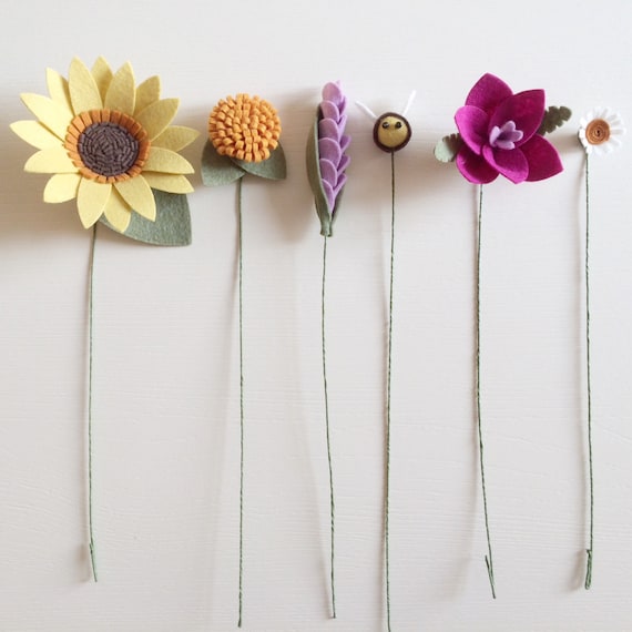 Felt Flower Pattern/tutorial PDF Download: DIY Felt Flowers Sunshine Bee  Bouquet No Sew 