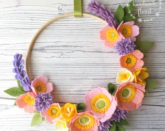 Felt flower pattern/tutorial (PDF download): DIY felt flowers - Blushing Anemone Wreath - no sew!