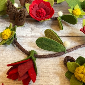 Christmas Felt Garland tutorial: felt flower pattern (PDF download) with freezer paper templates