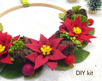 Felt flower craft kit: DIY Felt Flowers - Woodland Wonders Wreath (warm/red version)