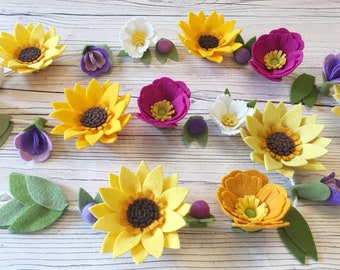 Filzblumen-Muster: DIY Filzblumen - Sonnenblumengirlande - kein nähen!