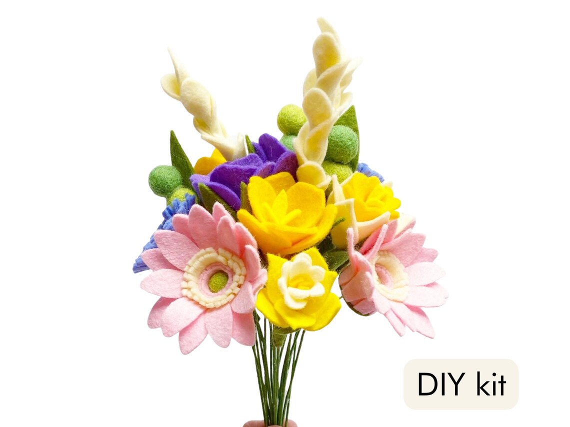 Felt Flower Craft Kit DIY Felt Flowers Cottage Garden Etsy