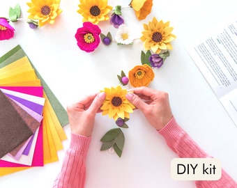 Felt flower craft kit: DIY Felt Flowers - Sunshine Flower Garland