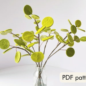 PDF download - Felt Eucalyptus Stems tutorial/pattern with templates - learn how to make felt flowers