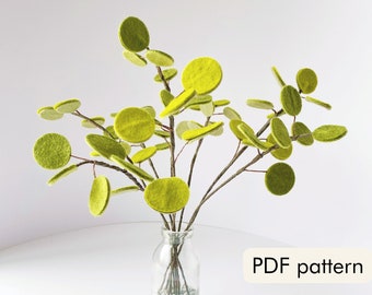 PDF download - Felt Eucalyptus Stems tutorial/pattern with templates - learn how to make felt flowers