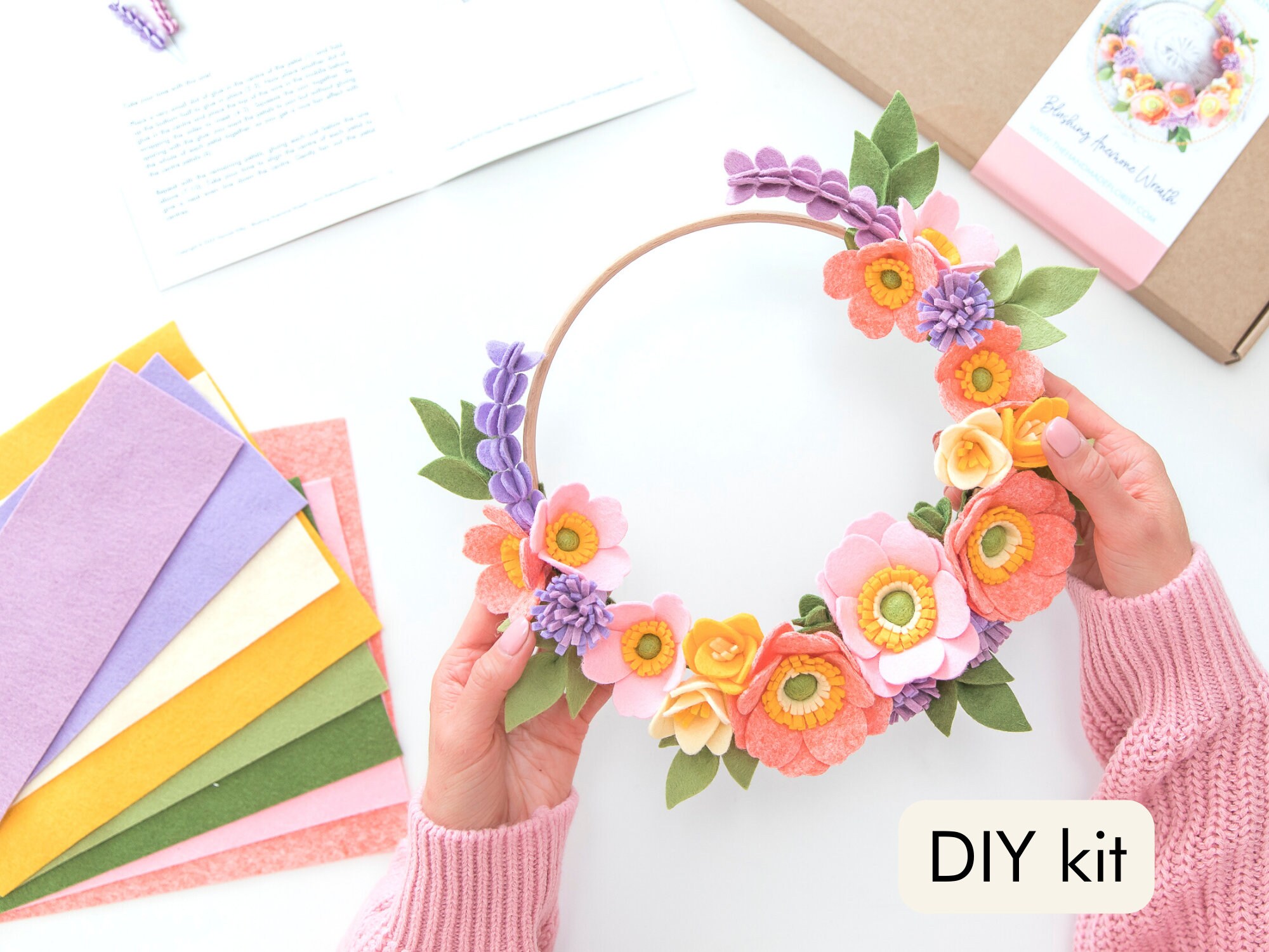 Felt Flower Craft Kit DIY Felt Flowers Blushing Anemone Etsy