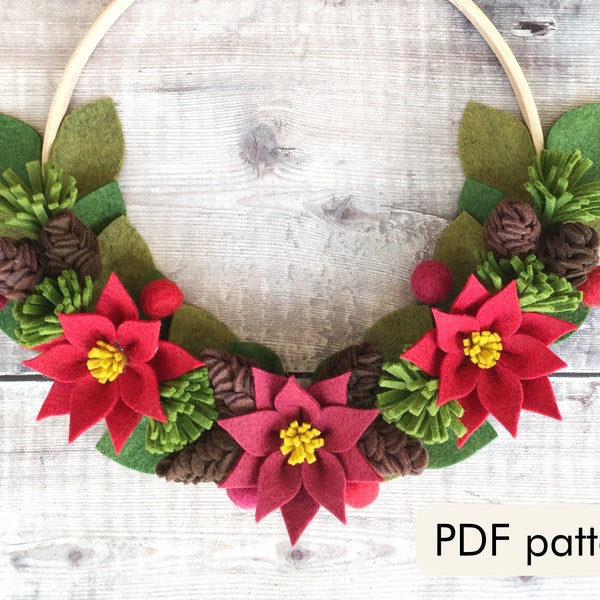 Felt flower pattern/tutorial (PDF download): DIY felt flowers - Woodland Wonders Wreath - no sew!