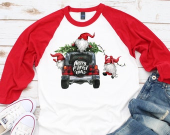 Christmas Gnome Shirt for Women  Plus Size Ladies Holiday Tee  Merry Christmas Design