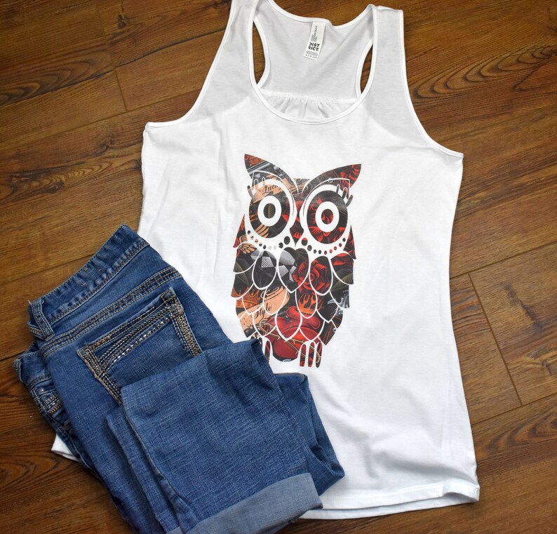 Custom Tank Womens Tank Top Summer Gather Back Tank Ladies Tank Trendy Tank Tattoo OWL Tank Top Plus Size Tank Summer Tank