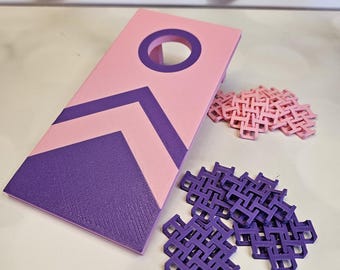 Desktop Cornhole Board | Game Toy Tabletop Decor | Office or Teacher Gift | Pink with Purple