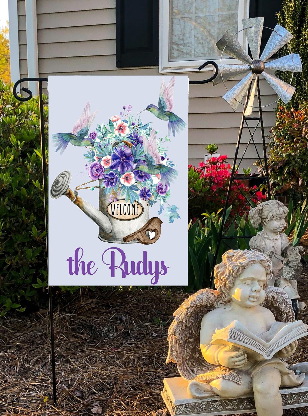 Personalized Garden Flag Garden Flag Purple Garden Etsy