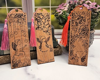Wood Fairy Bookmarks with Tassels: Wood Set of 3