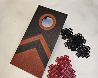 Desktop Cornhole Board | Game Toy Tabletop Decor | Office or Teacher Gift | Red and Black