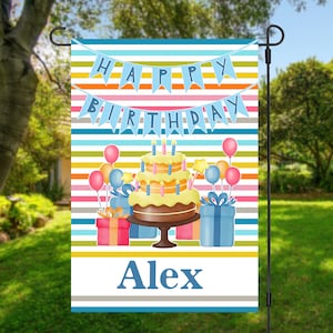 Personalized Happy Birthday Garden Flag: Party Celebration Decor