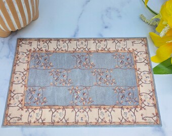 Dollhouse Miniature Rug - Oriental Printed Fabric with Vines Design - 1:6 Scale - 9 x 6 Dollhouse Decor