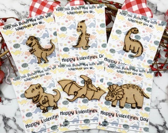 Dinosaur Valentine Cards: Handmade Pocket Hugs, Set of 6