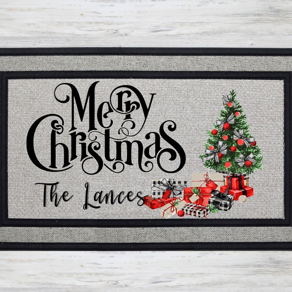 Merry Christmas Welcome Mat | Personalized Welcome Mat | Holiday Doormat | Front Door Mat | Christmas Doormat | Door Mat | Holiday Mat
