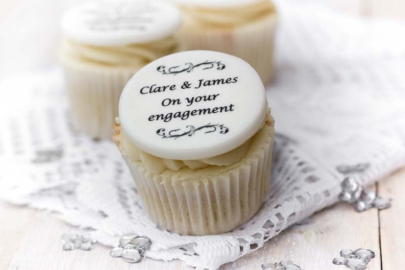 Engagement Cupcake Toppers. Cupcake Decorations. Edible Sugar Etsy UK