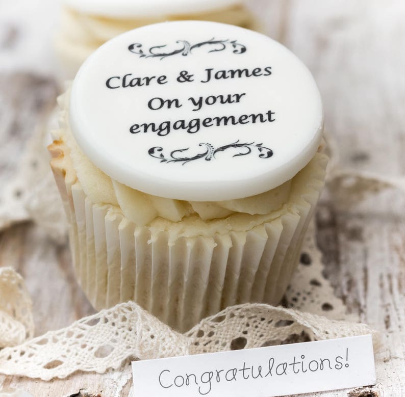 Engagement Cupcake Toppers. Cupcake Decorations. Edible Sugar Etsy UK