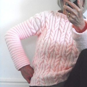 Aran Knitting Pattern. Cable and Rib Sweater Knitting Pattern. PDF Download.