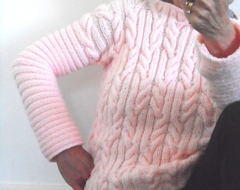 Aran Knitting Pattern. Cable and Rib Sweater Knitting Pattern. PDF Download.