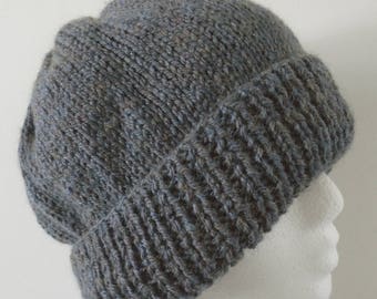 Aran Cloche Hat Knitting Pattern. Unisex Beanie Hat PDF Knitting Pattern.