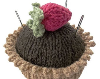 Pin Cushion Knitting Pattern.Chocolate Cupcake. PDF Knitting Pattern.
