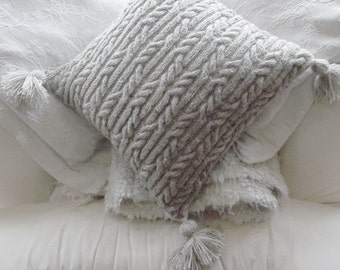 Aran Trellis Cable Cushion/Pillow Hand Knitting Pattern. PDF