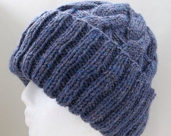 Beanie Hat Knitting Pattern. Aran Cable Knitting Pattern.  PDF Knitting Pattern.