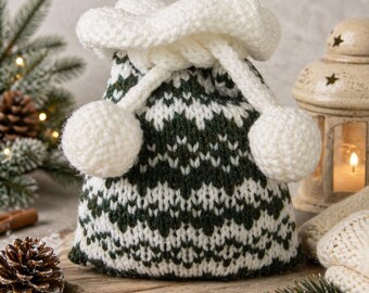Christmas Knitting. Norwegian Gift Bag. PDF Hand Knitting Pattern